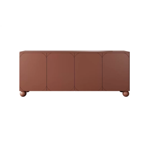 Komoda Sonatia II 200 cm czterodrzwiowa na nogach kulach - burgund